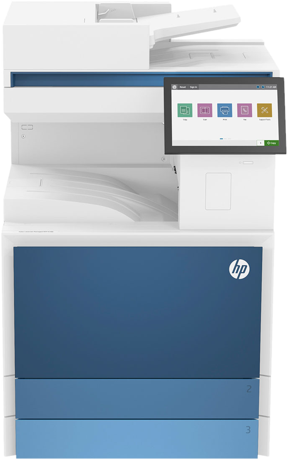 เครื่องถ่ายเอกสาร HP Color LaserJet Managed MFP E78635dn มองจากด้านหน้า
