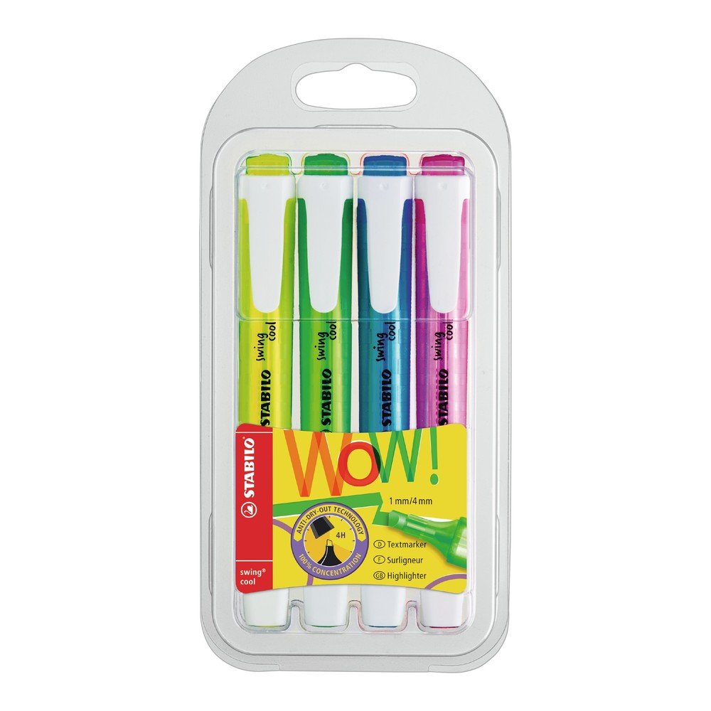 ปากกาเน้นข้อความ STABILO swing cool แพ็ก 4 สี