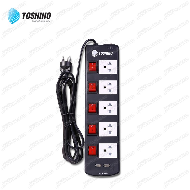 ปลั๊กไฟ 5 ช่อง ยาว 3 เมตร (มี USB)